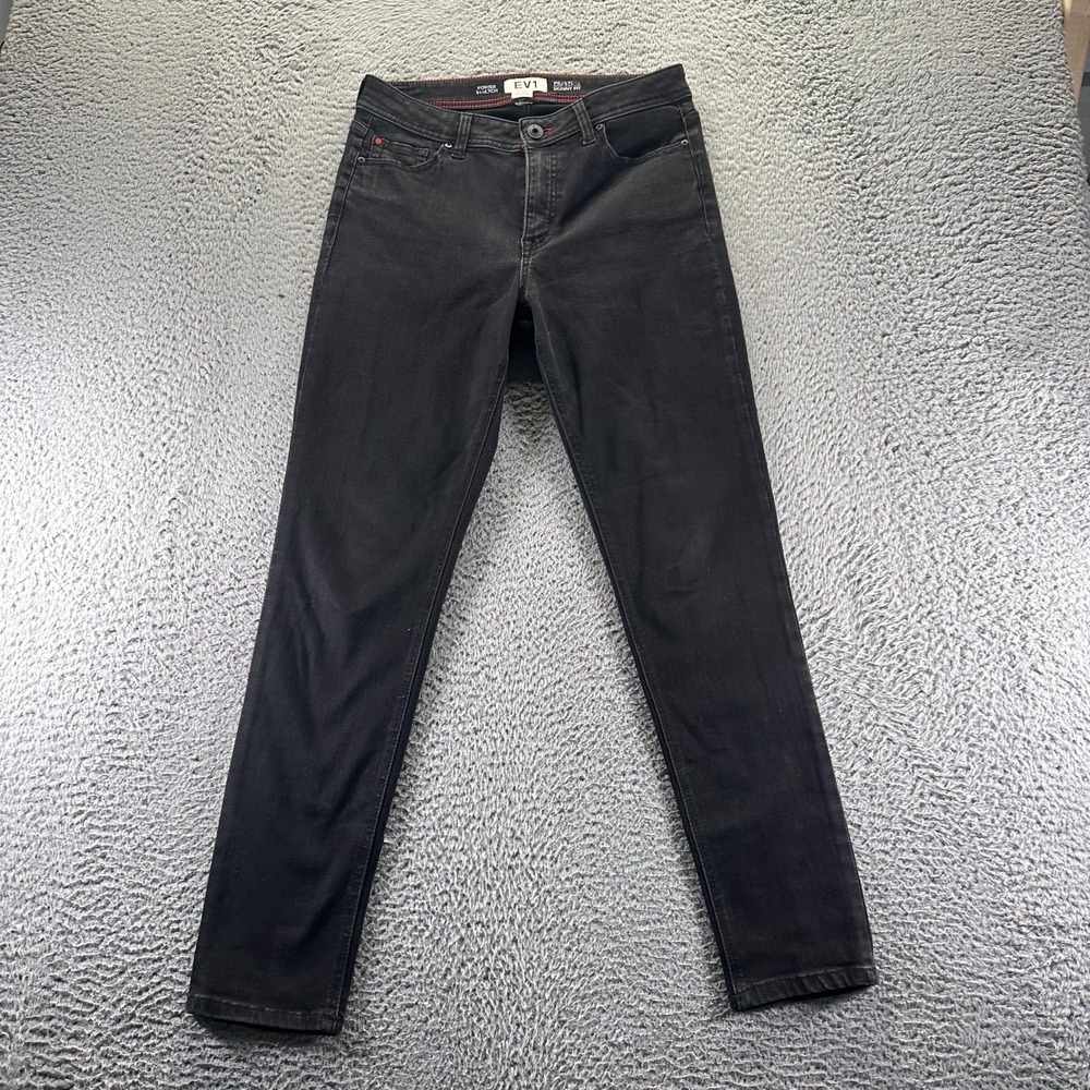 EV1 Preston Jeans Womens 10 Black Cotton Denim Skinny Workwear Stretch Dark Wash